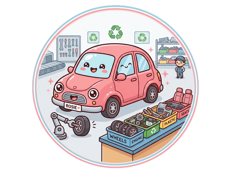 Illustration of salvage & dismantling service by Scrap Car Brixton